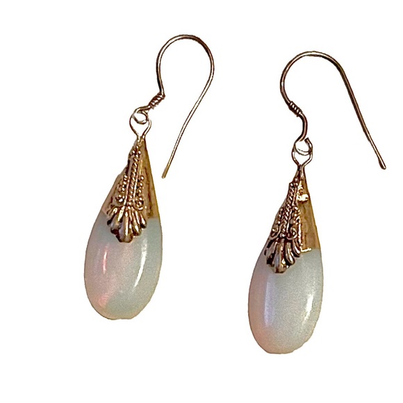 SOLD OPALITE SS antique style earrings - Picture 2 of 4